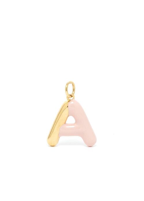 CHARM LETTER A PINK ENAMEL 14KT GOLD PLATED