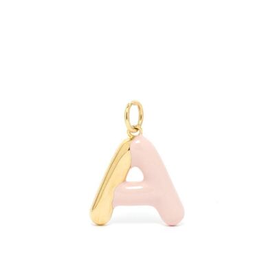 CHARM LETTER A PINK ENAMEL 14KT GOLD PLATED