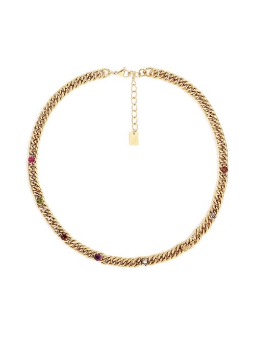 CHAIN NECKLACE W/ ZIRCONS 18K GOLD PLATED