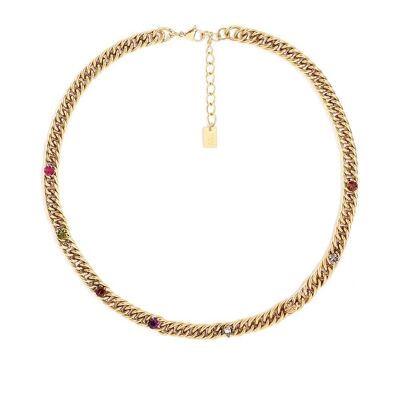 CHAIN NECKLACE W/ ZIRCONS 18K GOLD PLATED