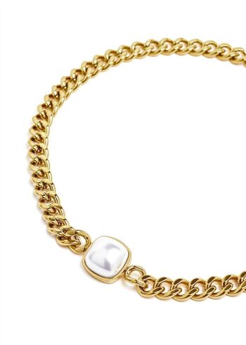 TACHE DE COLLIER DE CHAÎNE. ACIER. PLAQUÉ OR 18K 2