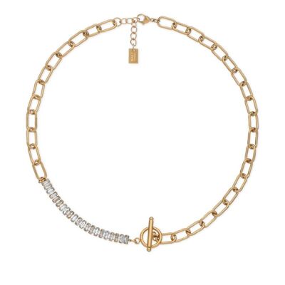 CHAIN NECKLACE & ZIRCONS 18K GOLD PLATED