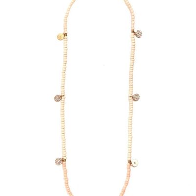 CELO PINK ELASTIC NECKLACE WITH GOLD PENDANTS