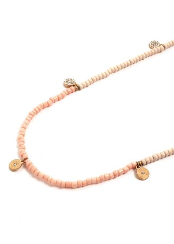 COLLIER ÉLASTIQUE CELO ROSE AVEC PENDENTIFS OR 2