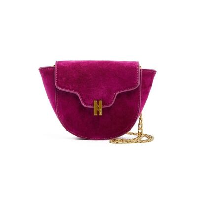 BOLSO DE HOMBRO PEQUEÑO DE TERCIOPELO FUCSIA AZUL CLARO