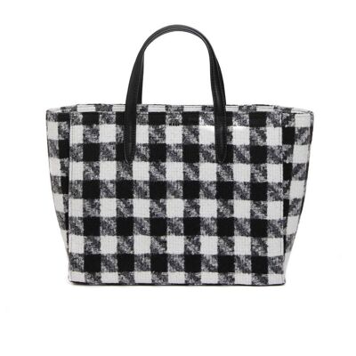 CATHERINE BLACK CHECK FABRIC SHOULDER BAG