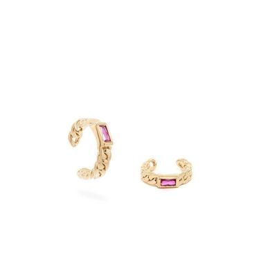 EARCUFF CAROL CON CIRCONITAS FUCSIA EN PLATA 925