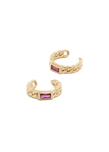 MANCHETTE D'OREILLE CAROL AVEC ZIRCON FUCHSIA EN ARGENT 925 2