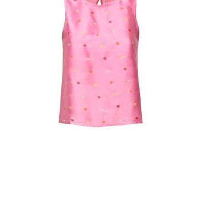 CAMILE SLEVELESS TOP IN FUCHSIA W/ PRINT