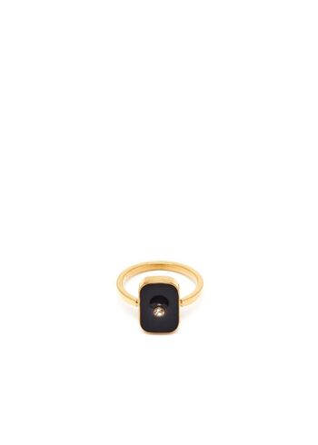 BAGUE FINE ÉMAILLÉ NOIR PLAQUÉ OR 18K 1