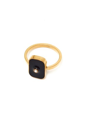 BAGUE FINE ÉMAILLÉ NOIR PLAQUÉ OR 18K 2