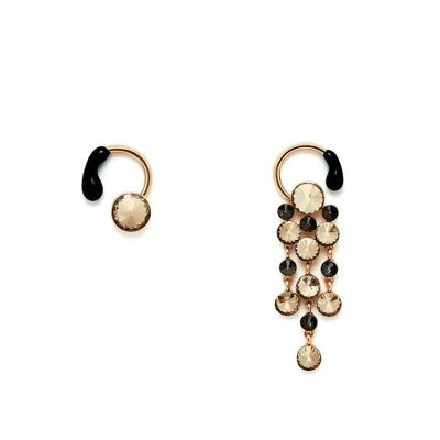 PENDIENTES ESMALTE NEGRO CON CRISTALES COLGANTES