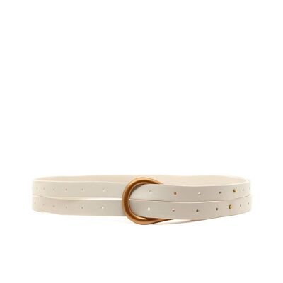 BIBI DOUBLE WIRE BELT IN WHITE W/ GOLD BUCKLE