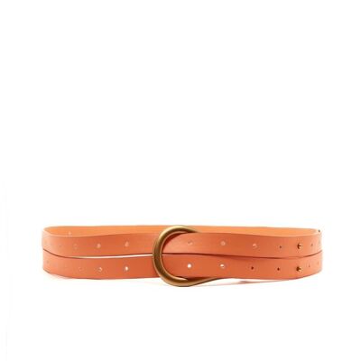 BIBI DOUBLE WIRE BELT IN ORANGE W/ GOLD BUCKLE