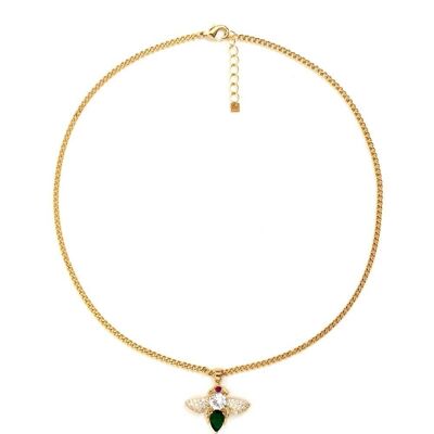 BEE ZIRCONS NECKLACE PLATED GOLD 14KT