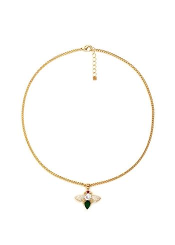 COLLIER ABEILLE ZIRCONS PLAQUÉ OR 14KT 1