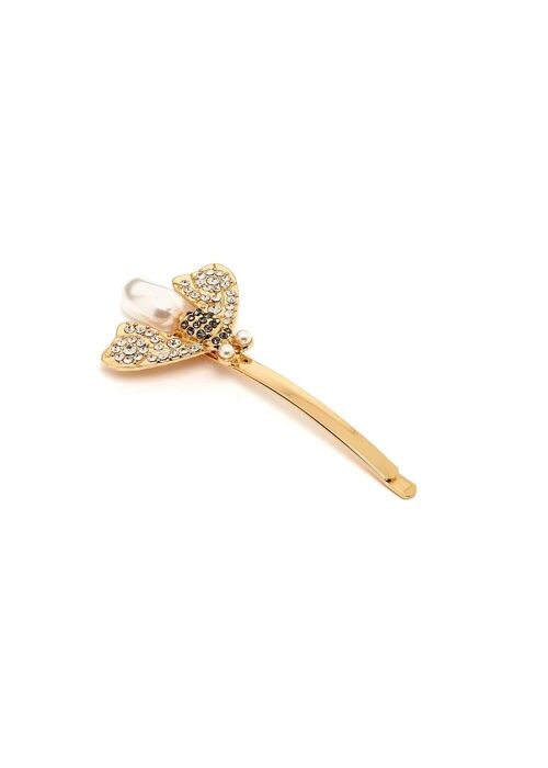 BEE HAIR CLIP W/ CRYSTALS & PEARL