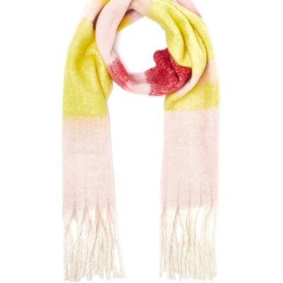 BEA SCARF W/ YELLOW & PINK FRINGES