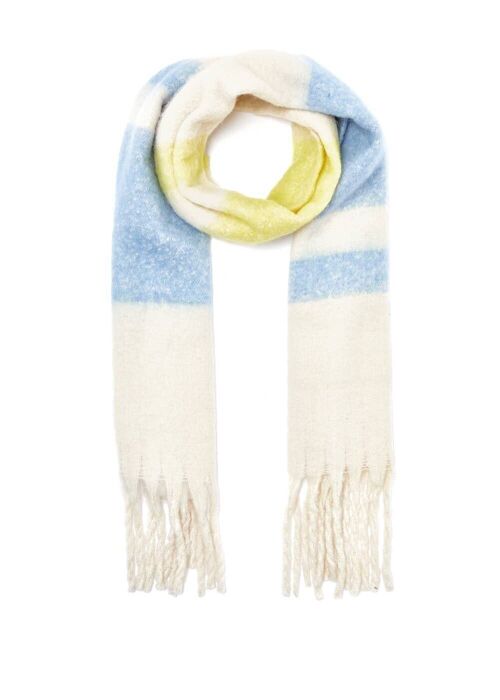 BEA SCARF W/ YELLOW & BLUE FRINGES