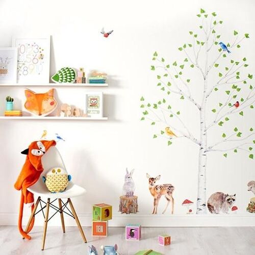 Woodland Tree & Animals Wall Stickers - Medium - Option 3