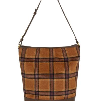 ANGELINE BROWN FABRIC BUCKET BAG