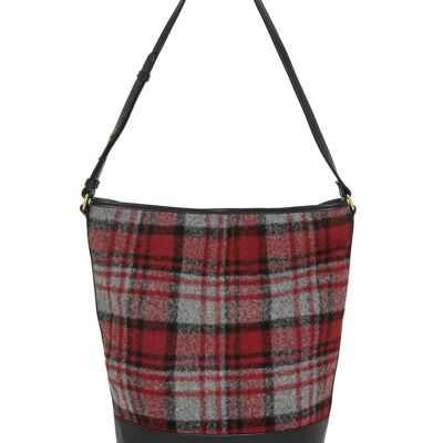 ANGELINE DARK RED FABRIC BUCKET BAG