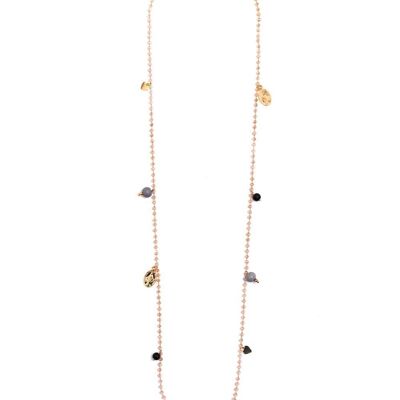 ALLY LONG NECKLACE WITH BEIGE BEADS AND HEART