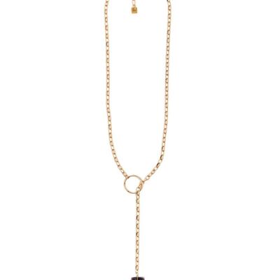 ADJUSTABLE LONG GOLD NECKLACE WITH BLACK HORN