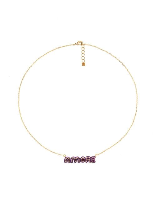 14KT GOLD PLATED DIANA NECKLACE PURPLE AMORE