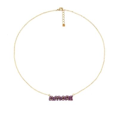 14KT GOLD PLATED DIANA NECKLACE PURPLE AMORE