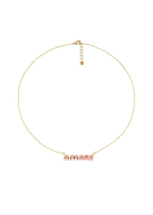 14KT GOLD PLATED DIANA NECKLACE PINK AMORE