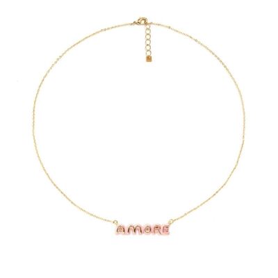 COLLAR DIANA CHAPADO ORO 14KT AMOR ROSA