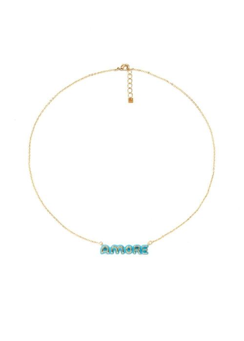 14KT GOLD PLATED DIANA NECKLACE BLUE AMORE