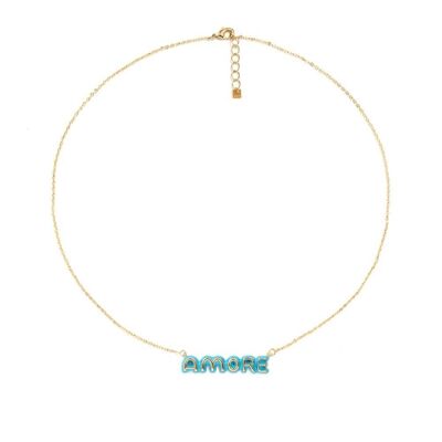 14KT GOLD PLATED DIANA NECKLACE BLUE AMORE