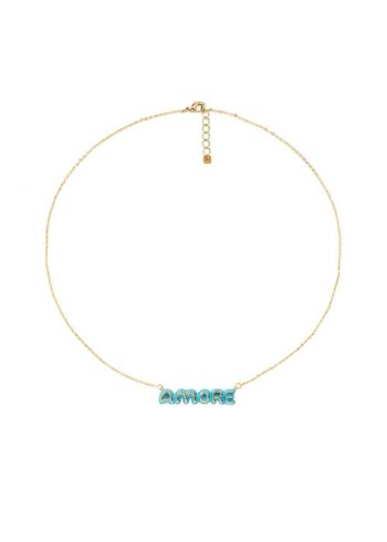 COLLIER DIANA PLAQUÉ OR 14KT AMOUR BLEU 1