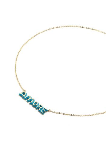 COLLIER DIANA PLAQUÉ OR 14KT AMOUR BLEU 2