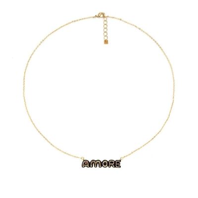 COLLAR DIANA CHAPADO ORO 14KT AMOR NEGRO