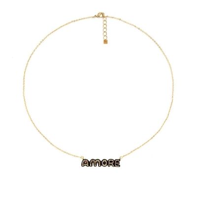 14KT GOLD PLATED DIANA NECKLACE BLACK AMORE