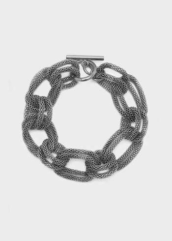 FIONA TACHE. BRACELET CHAINE ACIER ARGENT 2