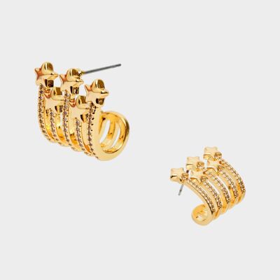 18K PLATED GOLD EARRINGS W/ STARS AND ZIRCONS