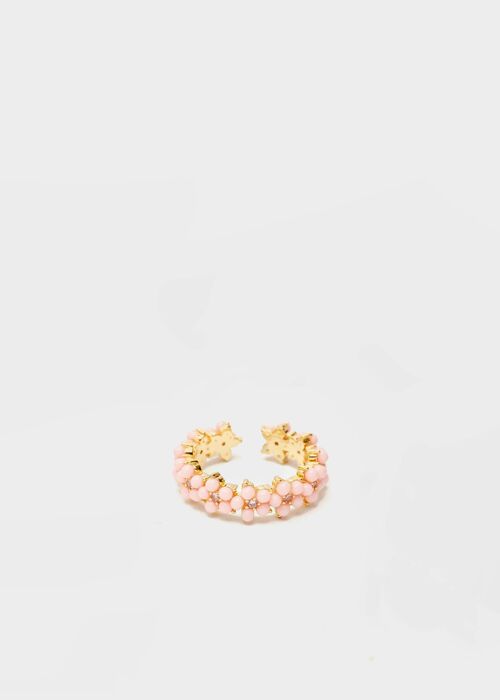 14K GOLD PLATED ZEA RING W/ PINK FLOWERS