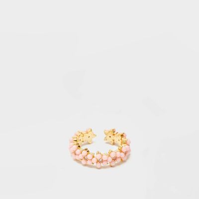 14K GOLD PLATED ZEA RING W/ PINK FLOWERS