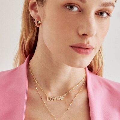 COLLAR CHAPADO EN ORO DE 14K CON CORAZÓN Y AMOR