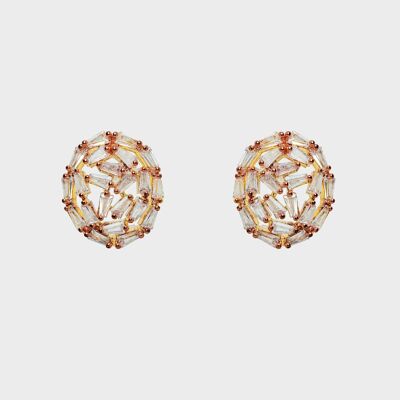14K GOLD PLATED OVAL EARRINGS WITH ZIRCONS