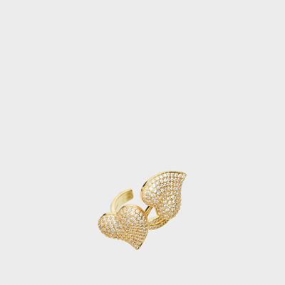 14K GOLD PLATED HEART RING W/ ZIRCONS