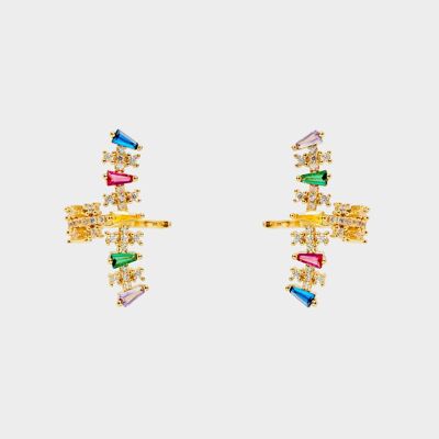 14K VERGOLDETES EARCUFF-SET MIT ZIRKONEN – S54