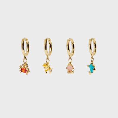 SET DE PENDIENTES DE ANIMALES CHAPADOS EN ORO DE 14K