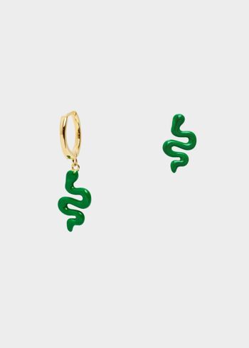 BOUCLES D'OREILLES SERPENT EN ARGENT 925 PLAQUÉ OR 14K