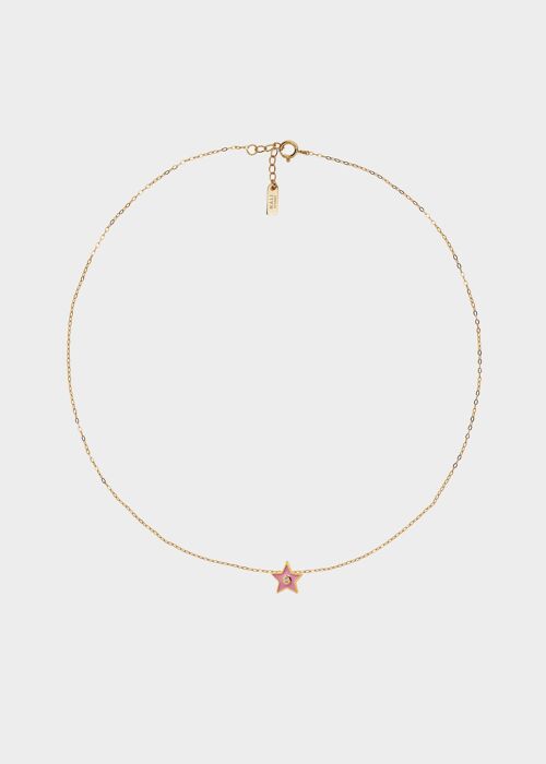 14K GOLD PLATED 925 SILVER PINK STAR NECKLACE