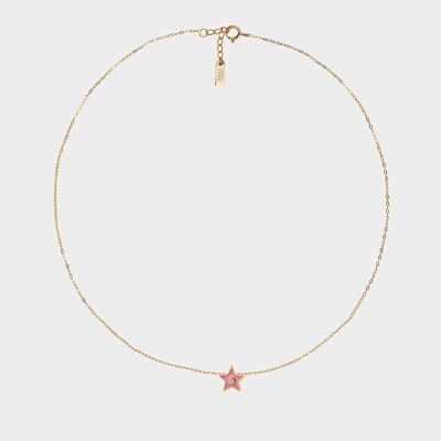 14K GOLD PLATED 925 SILVER PINK STAR NECKLACE